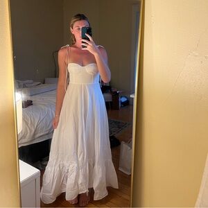 ZARA New With Tags white maxi dress with tie shoulders